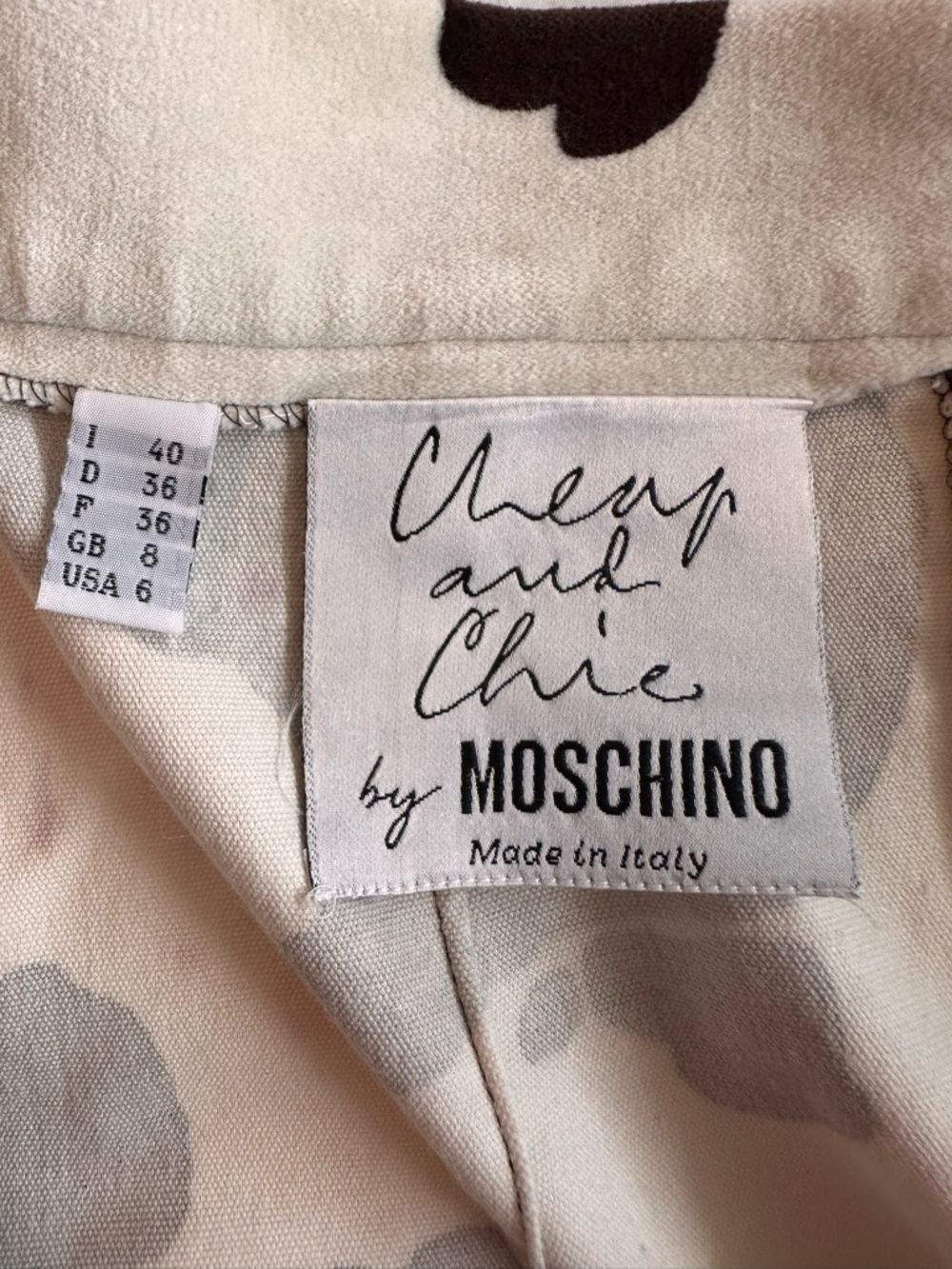 Vintage Cheap and Chic byMoschino Cream and Brown Cow-Print Pencil Skirt - Picture 3 of 11
